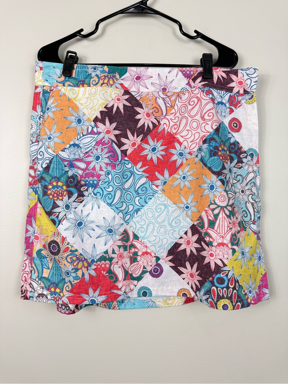 Rip Skirt Hawaii Patchwork Floral Skirt Womens XL Vacation Beach Ocean Pink Blue